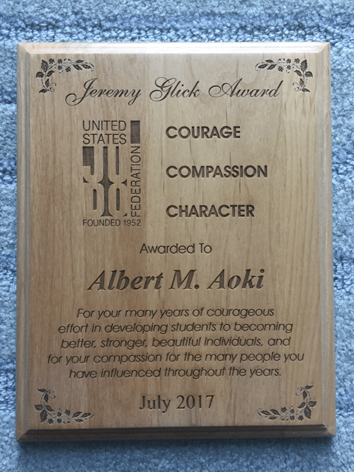 Glick Award letter to Albert Aoki