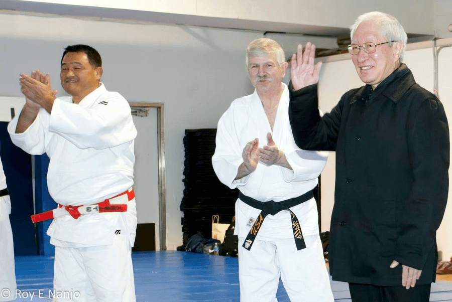 Yasahiro Yamashita, Tad Nalls, and Ryozo Kato, the Ambassador of Japan, at Clinic at Georgetown University/Washington Judo Club