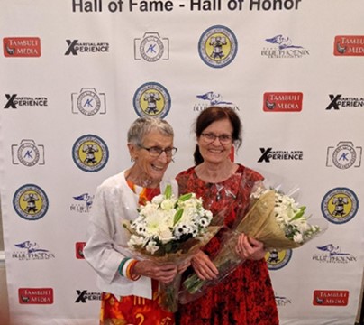 Karen and Fran Vall receiving Philadelphia Historic Martial Arts Society Hall of Fame