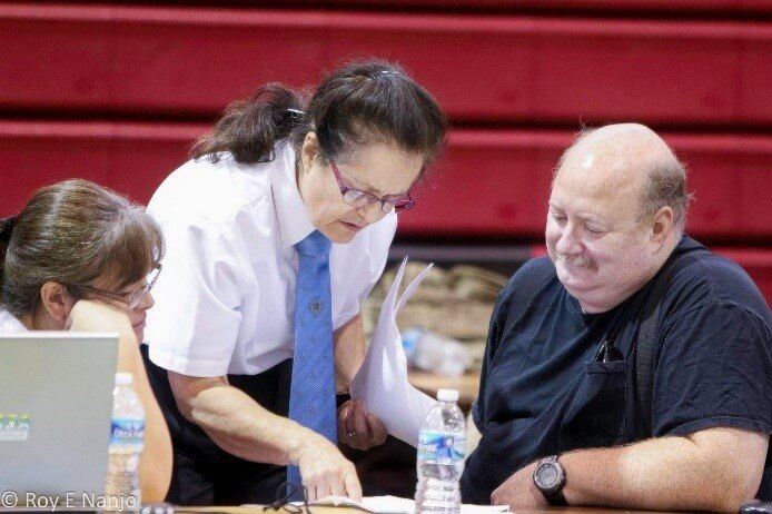 Karen and her husband, Richard Whilden working at the tables at a Judo event